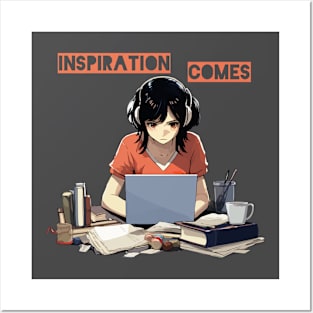 Focus Girl, Inspiration Comes Posters and Art